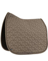 Quilted saddle pad with geometric pattern on a white background
