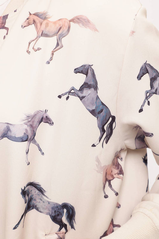 MULTI HORSE PRINT BOMBER JACKET  SM WARDROBE - Equestrian Fashion Outfitters