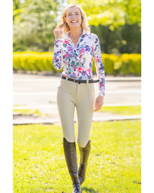 Kastel Amethyst Watercolour Floral 1/4 Zip L/S Top