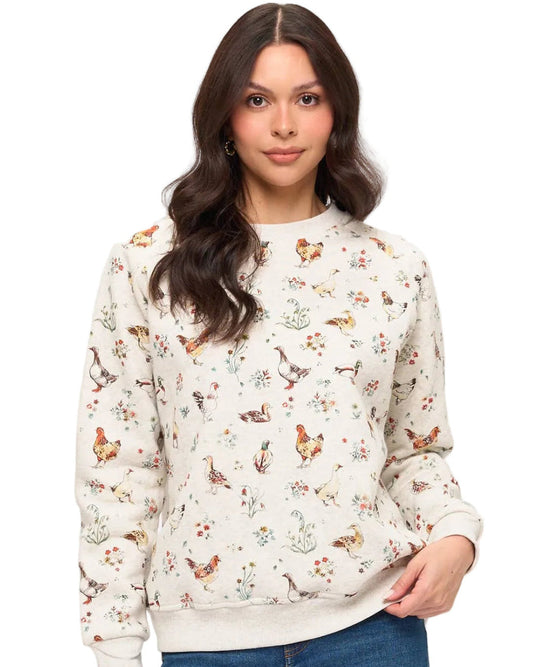 DUCKS AND CHICKENS FLORAL PRINT SWEATSHIRT  SM WARDROBE - Equestrian Fashion Outfitters