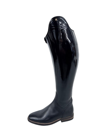 Petrie Bergamo patent boot tall boot on a white background equestrian fashion outfitters