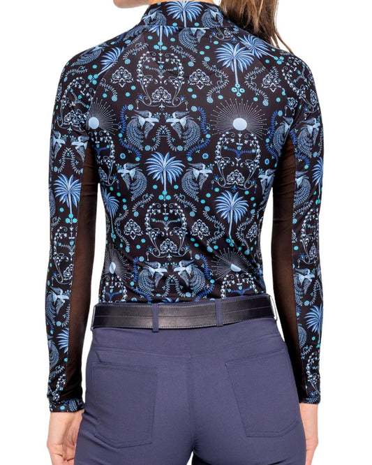 Kastel Blue Regal Palm 1/4 Zip L/S Top
