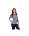 girl wearing blue mottled 1/4 zip long sleeve shirt with black riding tights equestrian fashion outfitters