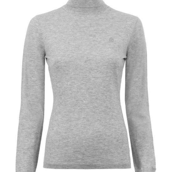 Gray turtleneck sweater on a white background