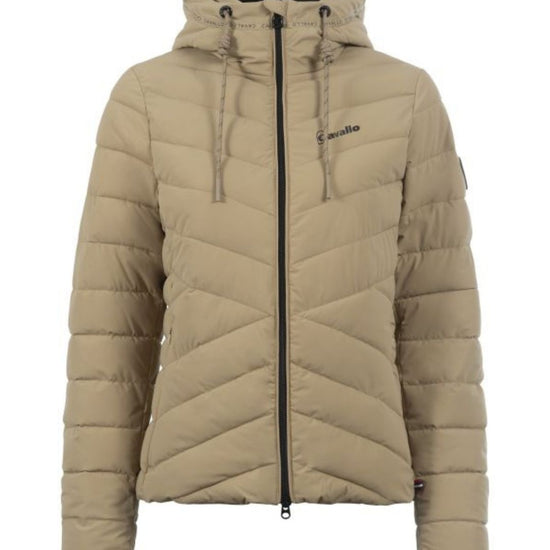 Beige Cavallo puffer jacket with a brand logo on a white background