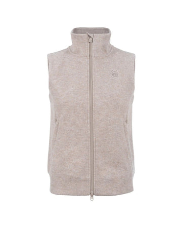 Beige fleece vest on a white background