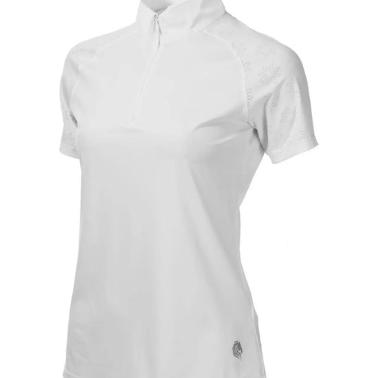 White short-sleeve show shirt on a white background equestrian fashion outfitters