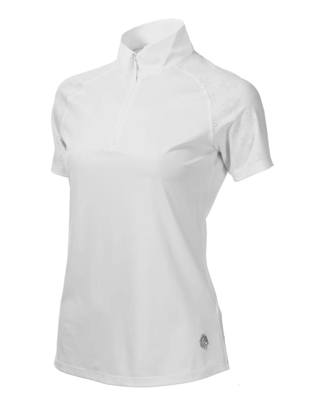 White short-sleeve show shirt on a white background equestrian fashion outfitters