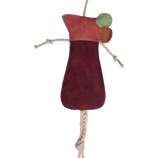 Plush toy shaped like a red drink cocktail with a green leaf on a white background equestrian fashion outfitters
