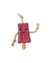 Pink popsicle-shaped toy with a face and rope handle on a white background equestrian fashion outfitters