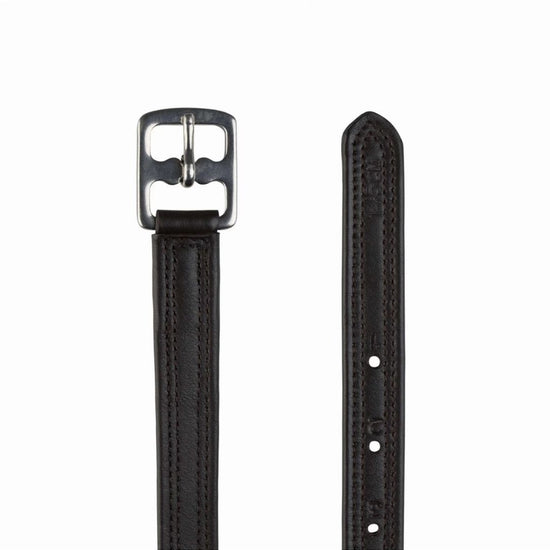 stirrup leathers brown on white background. equestrian fashion outfitters