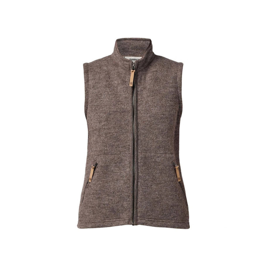 brown wool vest with full zipper and side pockets with leather tabs equestrian fashion outfitters