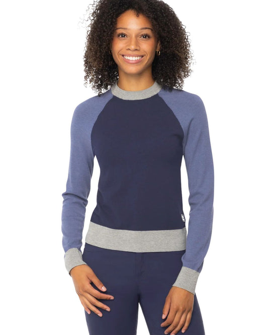 Kastel Navy, Blue, Gray Colorblock Crewneck Sweater