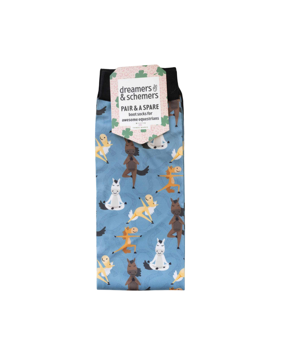 socks with ponies in brown and orange and white doing yoga pilates equestrian fashion outfitters