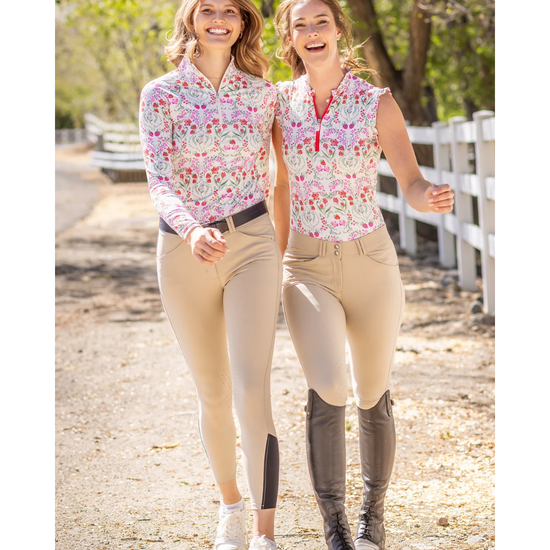 Kastel Red Scandinavian Berries 1/4 Zip L/S Top Shirts & Tops Kastel - Equestrian Fashion Outfitters