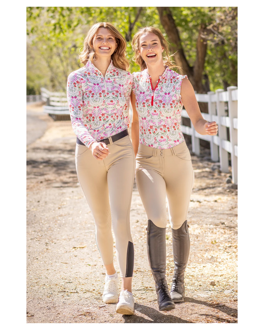 Kastel Red Scandinavian Berries 1/4 Zip L/S Top Shirts & Tops Kastel - Equestrian Fashion Outfitters
