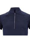 Navy blue short-sleeve top with a zipper on a white background schockemohle equestrian fashion outfitters