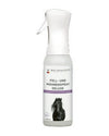 Spray bottle labeled 'Fell- und Mähnenspray Deluxe' with a horse image on a white background