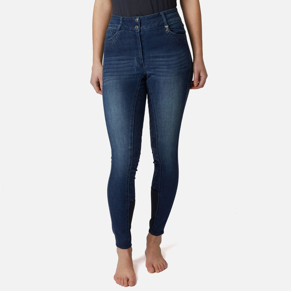 Horze Kaia Crystal Denim Breech - Equestrian Fashion Outfitters